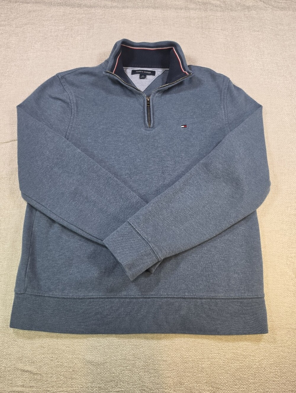 Tommy Hilfiger Men's Heather Slate Blue Half-Zip Sweater